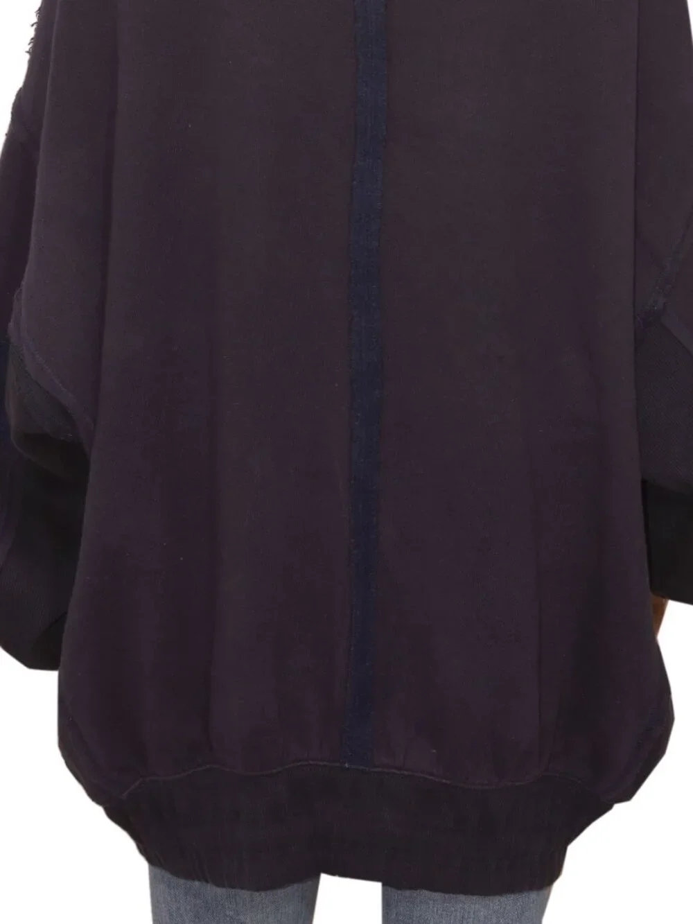 Free People Lou Moto Zip Jacket Dropped Shoulders Navy Long Sleeve L